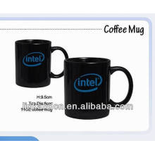 Fábrica de vendas 11 oz publicidade preto caneca de cerâmica com logotipo Intel